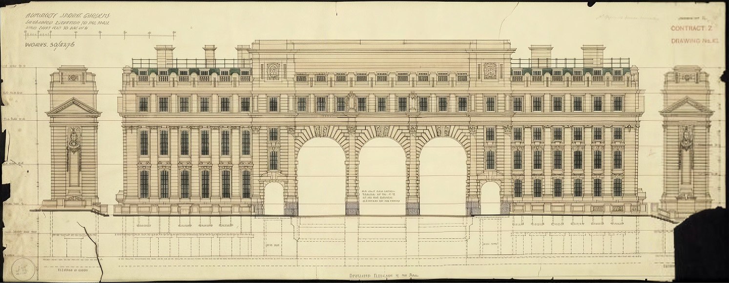An architectural elevation blueprint, the foundation behind the Aviara Method